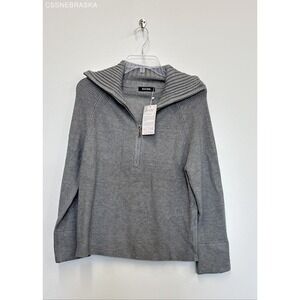 BTFBM‎ Gray Sweater Women's Ribbed Long Sleeve Helf Zip - Size S